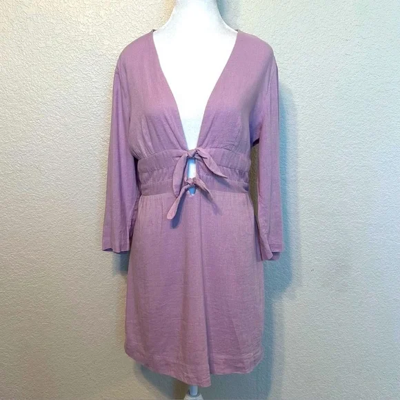 NWOT Free People Tie Front Mini Dress - Picture 2 of 4